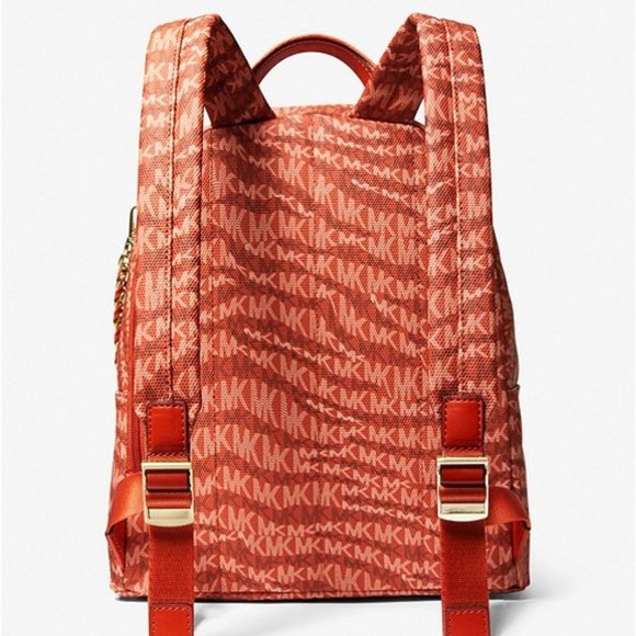 Michael Kors Slater Medium Animal Print Logo Backpack - Deep Orange